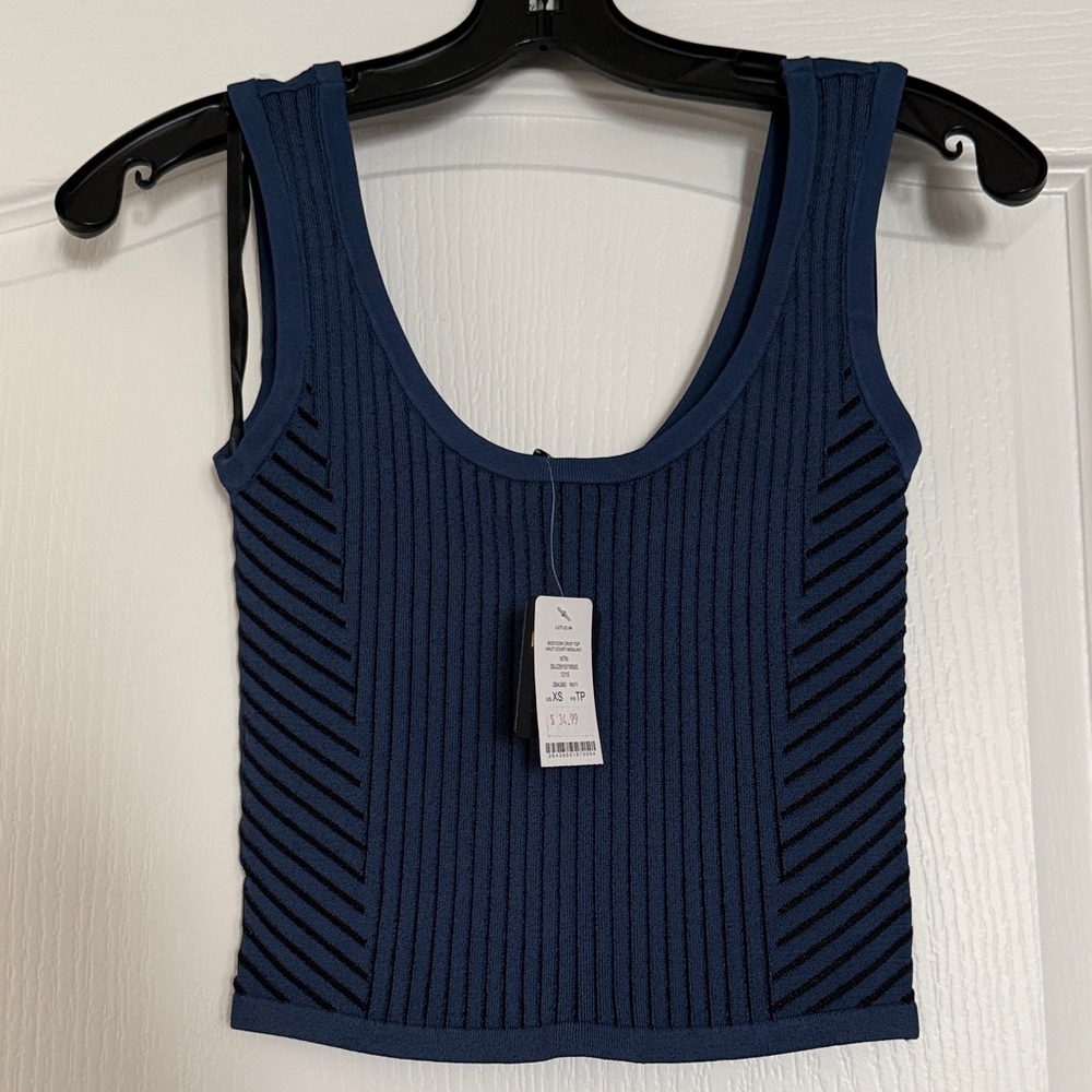 bebe Dark Blue Ribbed Crop Top